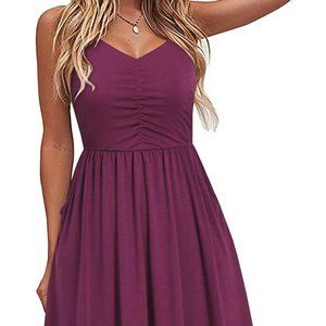 Womens Casual Dresse Sleeveless Cotton Summer Beach Dress A Line Sz L